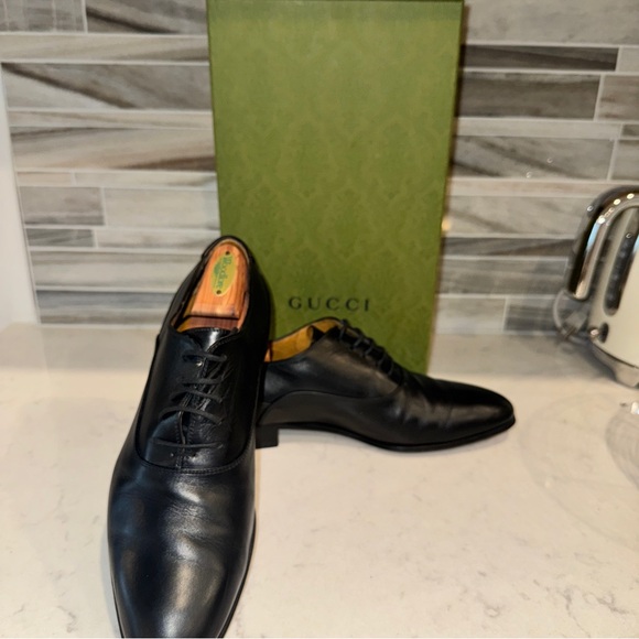 Gucci Men’s Adel Double G Black Leather Dress Shoes Oxford US 9.5EU 43UK 9